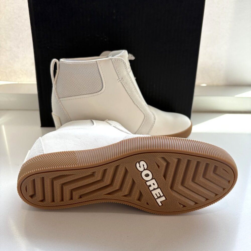 Sorel Out N About Pull On Wedge Booties Leather Chelsea Boots Sea Salt Size 9 - Picture 6 of 7